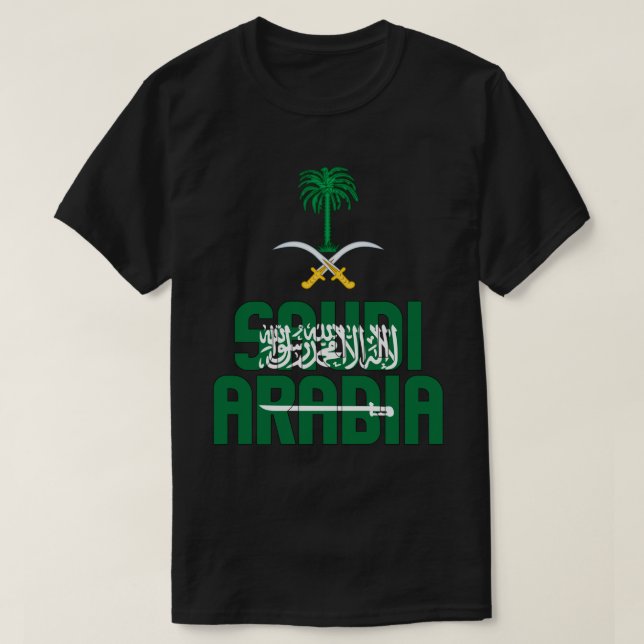 Camiseta Bandeira da Arábia Saudita e Casaco de Armas Patri (Frente do Design)