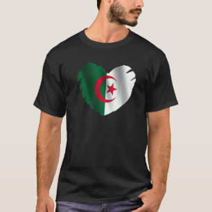 Camiseta Bandeira da Argélia em forma de coração argelino A