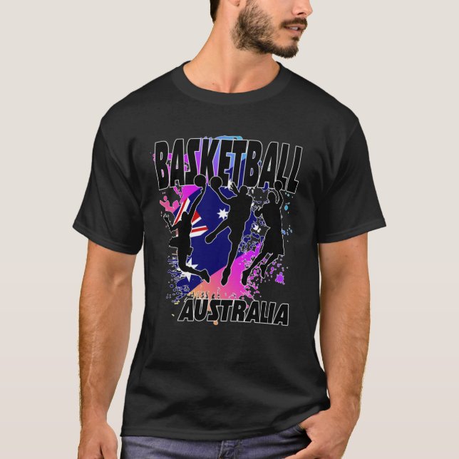 Camiseta Bandeira da Austrália jogando basquete (Frente)