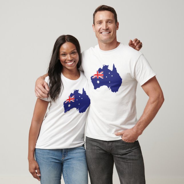 Camiseta Bandeira da Austrália no Mapa do País (Unissex)