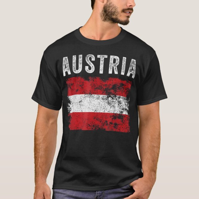 Camiseta Bandeira da Áustria Envelhecida - - Austríaco (Frente)