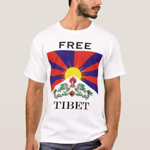 Camiseta Bandeira da bandeira do leão de Tibet ou de neve