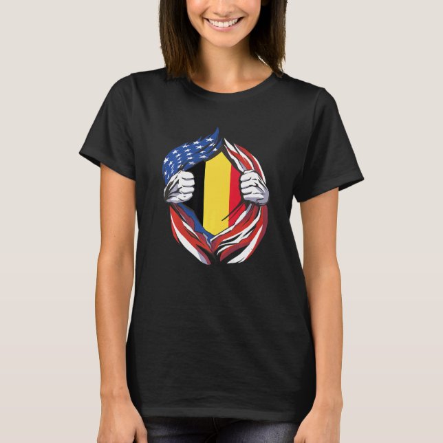 Camiseta Bandeira da Bélgica Americana Orgulho do Meu Patri (Frente)