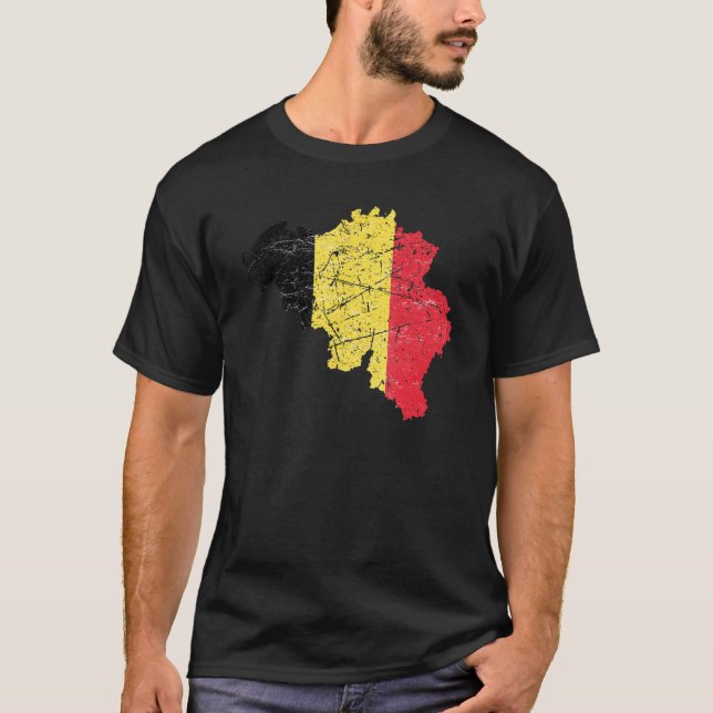 Camiseta Bandeira da Bélgica com mapa angustiado belga (Frente)