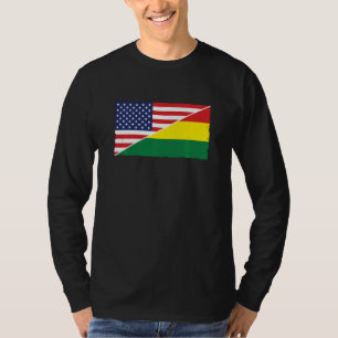 Camiseta Bandeira Da Bolívia E Bandeira Dos Eua Raízes Da A