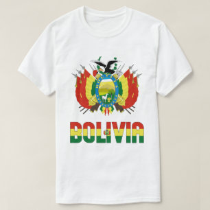 Camiseta Bandeira da Bolívia e Casaco de Armas Patriótica