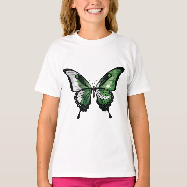 Camiseta Bandeira da Borboleta do Swallowtail do Paquistão (Frente)