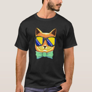 Camiseta Bandeira da Bósnia Gato da Bósnia Óculos de Sol