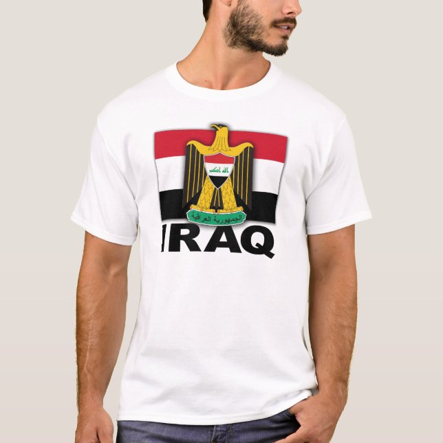 Camiseta Bandeira da brasão de Iraque (Frente)