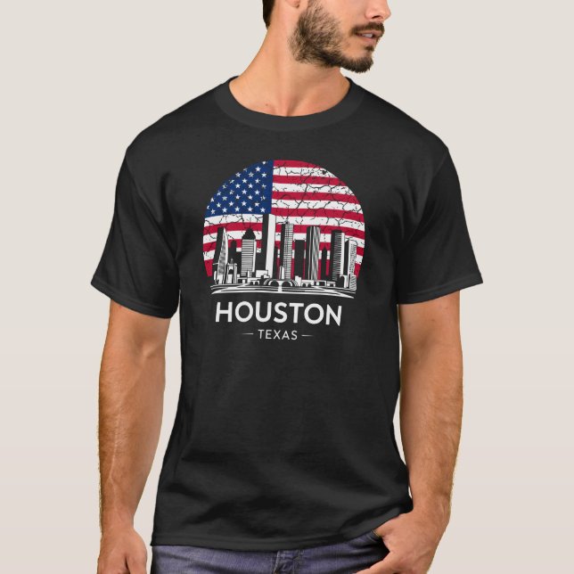 Camiseta Bandeira da Cidade de Houston Texas (Frente)