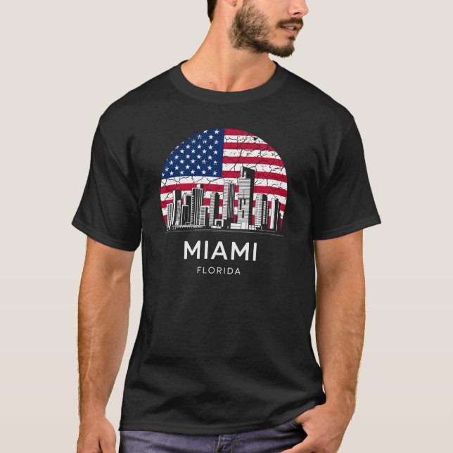 Camiseta Bandeira da Cidade de Miami Flórida (Frente)