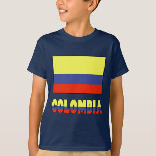 Camiseta Bandeira da Colômbia & Borda com Nome