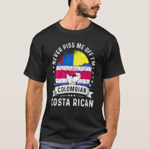Camiseta Bandeira da Colômbia Cultivado na Costa Rica Humor