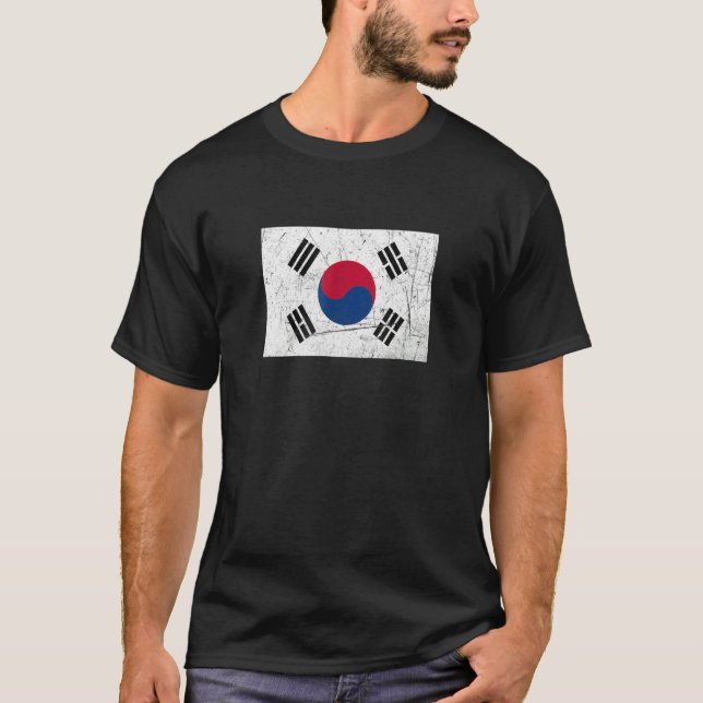 Camiseta Bandeira da Coreia do Sul com vinheta nacional cor (Frente)