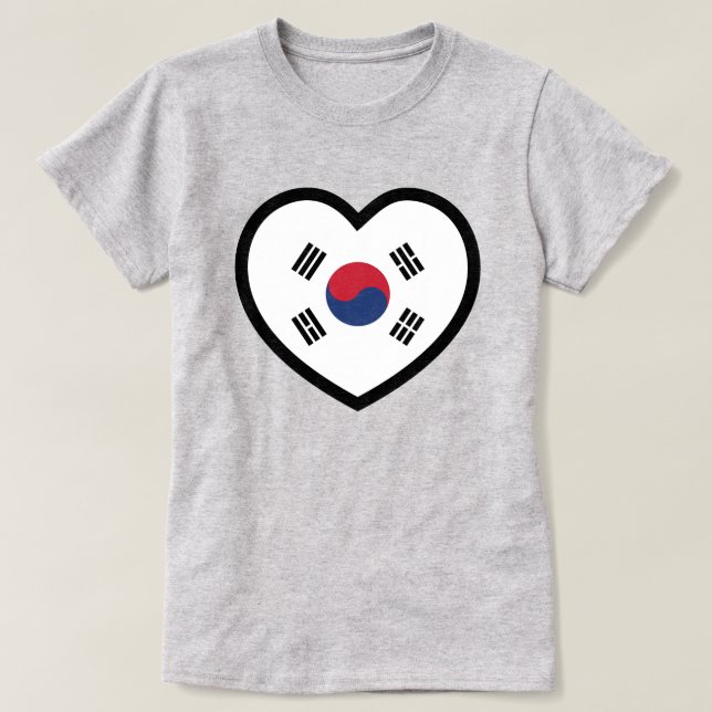 Camiseta Bandeira da Coreia do Sul Coração (Frente do Design)