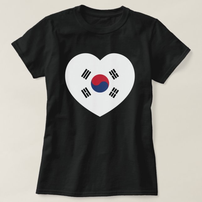 Camiseta Bandeira da Coreia do Sul Coração (Frente do Design)
