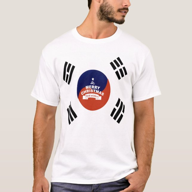 Camiseta Bandeira da Coreia do Sul no Natal (Frente)