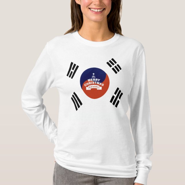 Camiseta Bandeira da Coreia do Sul no Natal (Frente)