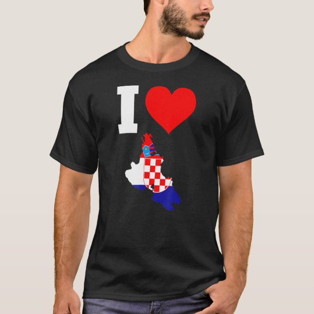 Camiseta Bandeira da Croácia para Krk I Love Krk (Frente)