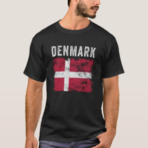 Camiseta Bandeira da Dinamarca Distressed Homens Mulheres C