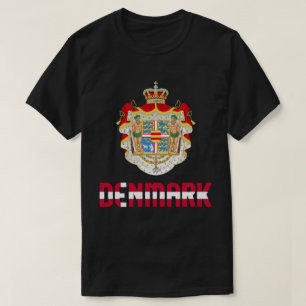 Camiseta Bandeira da Dinamarca e Casaco de Armas Patriótica