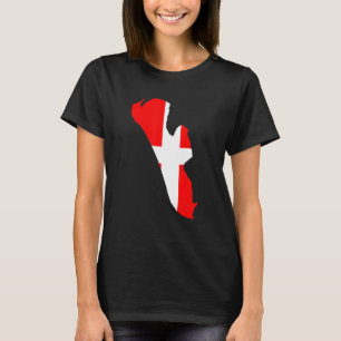 Camiseta Bandeira da Dinamarca em Fanö esboça a Dinamarca