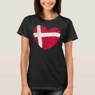 Camiseta Bandeira Da Dinamarca Em Forma De Coração Dinamarc