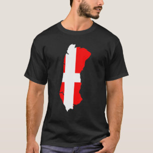 Camiseta Bandeira da Dinamarca no contorno de Römö Römö