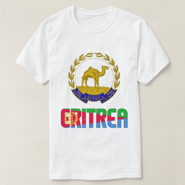 Camiseta Bandeira da Eritreia e Casaco de Armas Patriótica (Frente do Design)