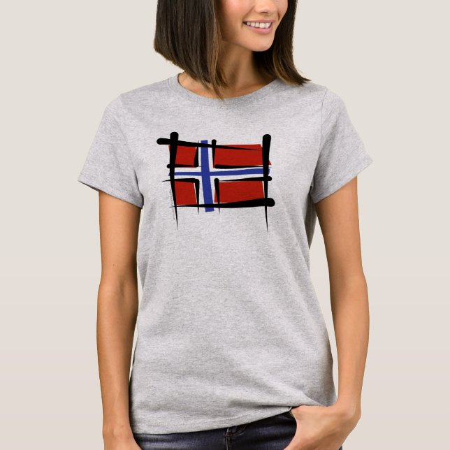 Camiseta Bandeira da escova de Noruega (Frente)