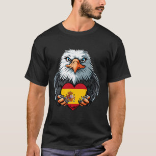Camiseta Bandeira da Espanha Águia Espanhol Coração Raízes