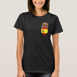 Camiseta Bandeira da Espanha Cão de Água Espanhol no Bolso