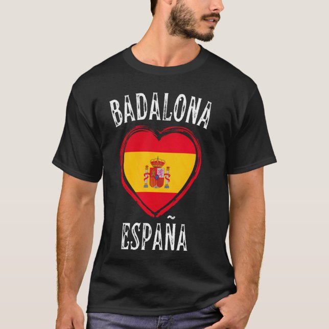 Camiseta Bandeira da Espanha Coração Cidade Badalona (Frente)