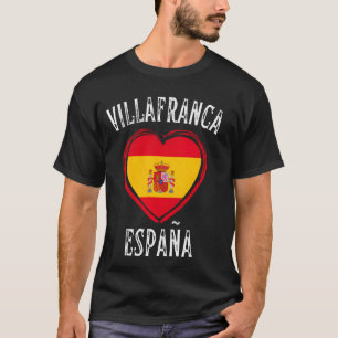 Camiseta Bandeira da Espanha Coração Cidade Villafranca Del