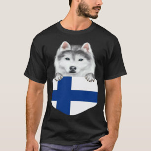 Camiseta Bandeira da Finlândia Cachorro Husky Siberiano no 