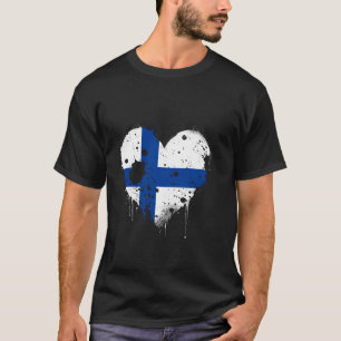 Camiseta Bandeira da Finlândia Coração Vintage Orgulho Finl