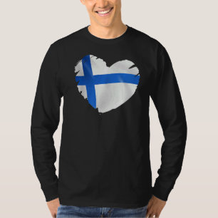 Camiseta Bandeira Da Finlândia Na Forma De Coração Finlândi