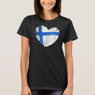 Camiseta Bandeira Da Finlândia Na Forma De Coração Finlândi