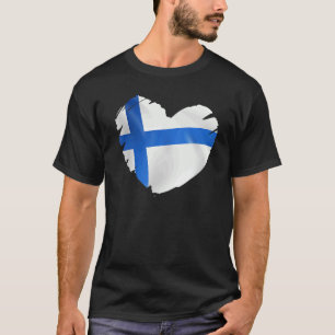 Camiseta Bandeira Da Finlândia Na Forma De Coração Finlândi
