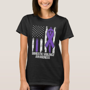 Camiseta bandeira da fita roxa de conscientização sobre vio
