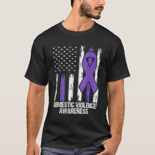 Camiseta bandeira da fita roxa de conscientização sobre vio