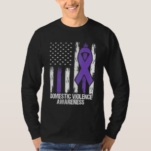 Camiseta bandeira da fita roxa de conscientização sobre vio