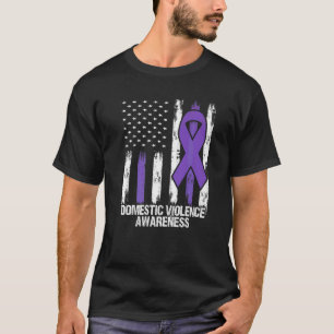 Camiseta bandeira da fita roxa de conscientização sobre vio