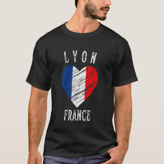 Camiseta Bandeira da França Coração Cidade Lyon
