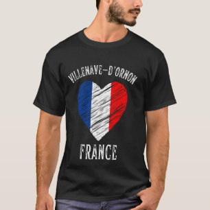 Camiseta Bandeira da França Coração Villenave d Ornon Cidad