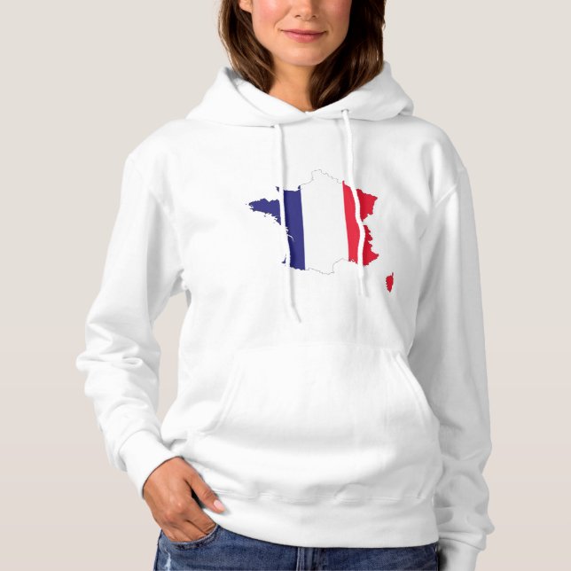 Camiseta Bandeira da França no Design de Souvenir de Mapa (Frente)