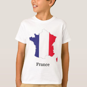 Camiseta Bandeira da França no Design de Souvenir de Mapa