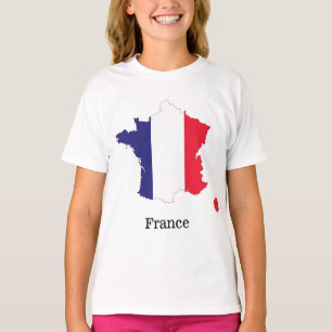 Camiseta Bandeira da França no Design de Souvenir de Mapa