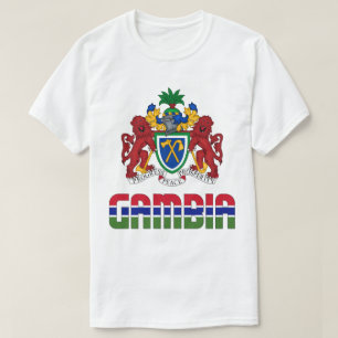 Camiseta Bandeira da Gâmbia e Casaco de Armas Patriótica