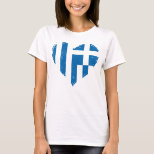 Camiseta Bandeira da Grécia Coração Angustiado Feminino Bra
